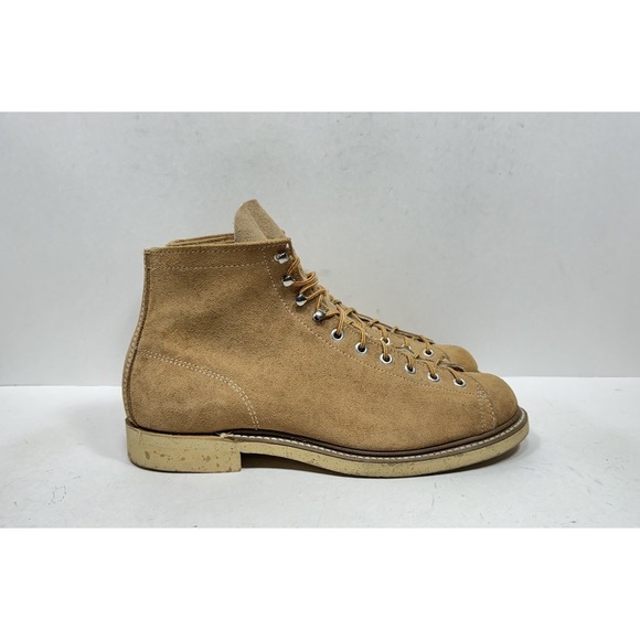 Vintage Tan Suede Leather Monkey Boots Men's Size 9 C Vulcan Soles Shoes